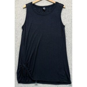 Bobeau Womens Tank Top Black Side Knot Sleeveless Crew Neck‎ Pullover Stretch XL